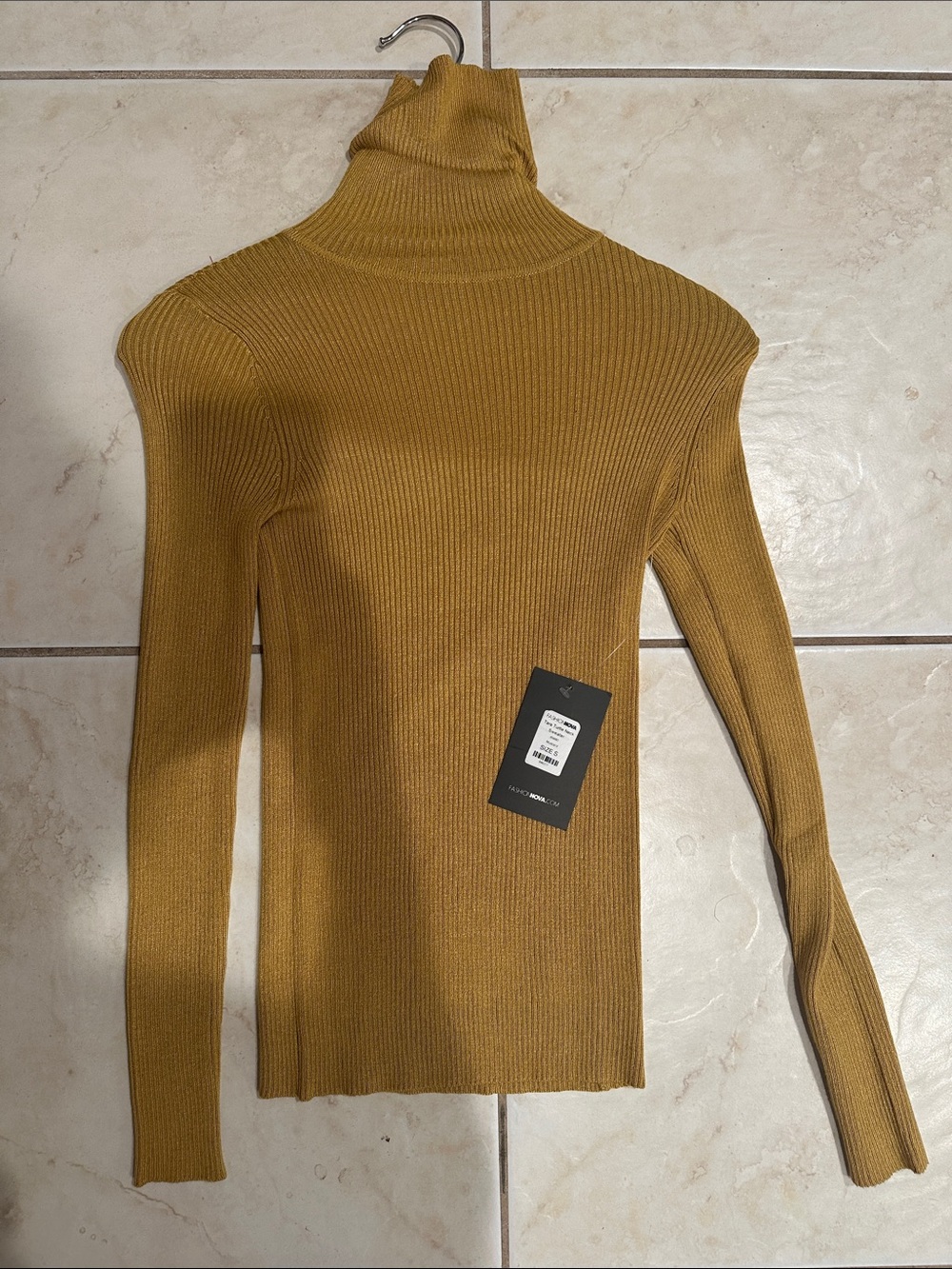 Fashion Nova Ribbed Turtleneck Sweater in Mustard Yellow